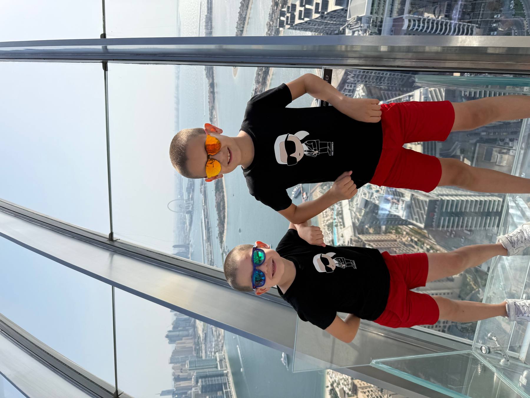 Aaron and Nathan Lederer above the Dubai skyline at the 1B Summit